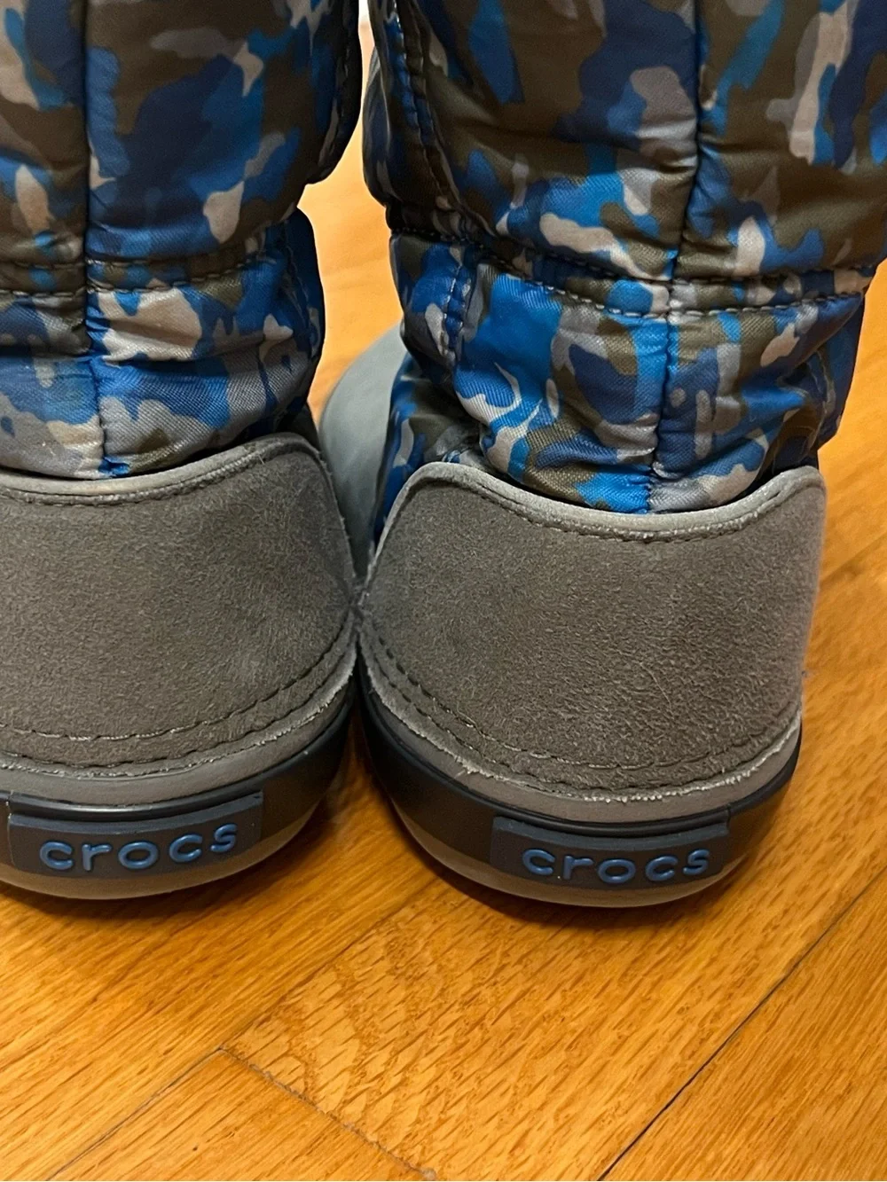 CROCS Kids Blue & Gray Camo Insulated Rain snow Boots